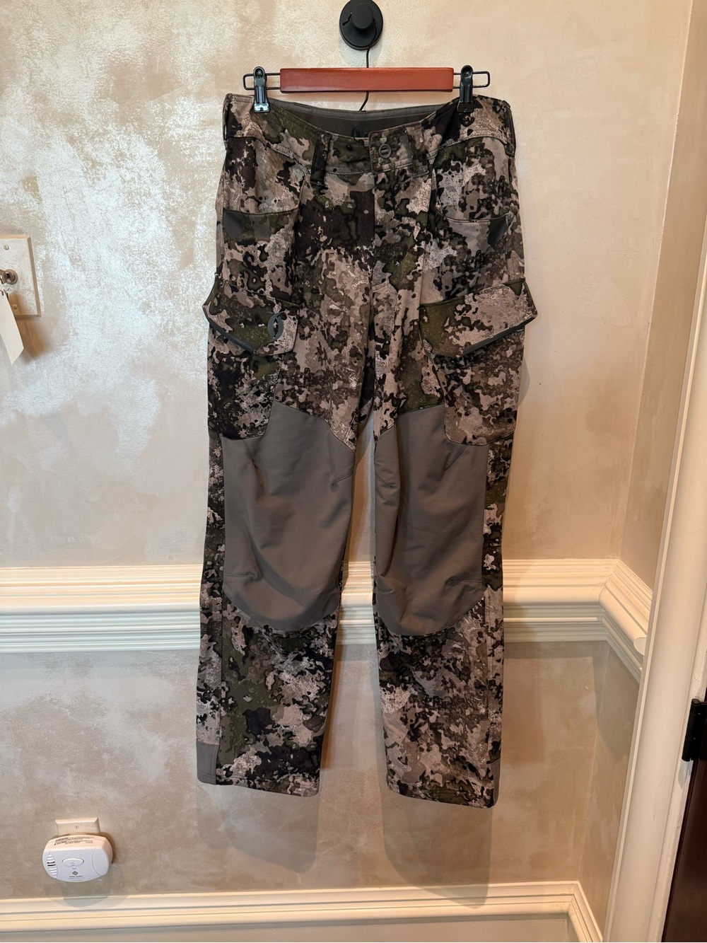 Men's Gray and Green Camo Cargo Pants with Reinforced Knees